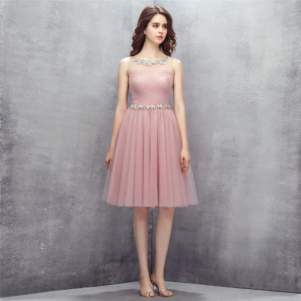 Пыльное розовое платье для выпускного из органди короткое vestido de festa Curto коктейльные платья для особых случаев для женщин вечерние платья