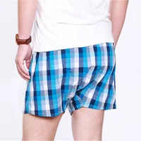 Классический Плед мужские Боксеры Хлопок Мужские Underwear Стволы Тканые Homme Стрелка Трусы Боксер с Эластичный Пояс Шорты Свободные мужчины