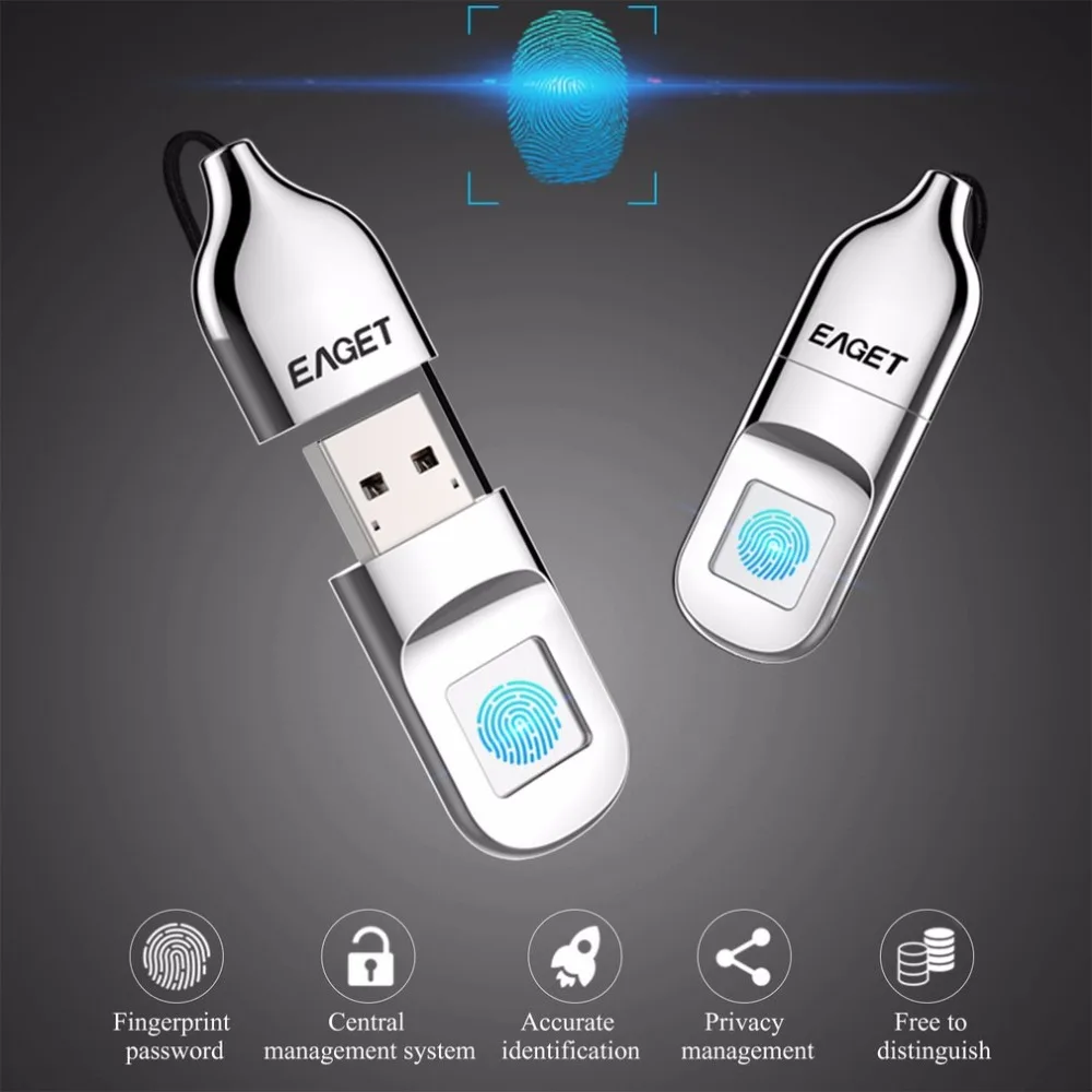 32GB 64GB Recognition Fingerprint Encryption USB Memory Stick