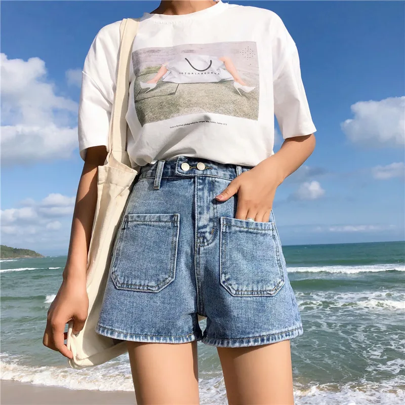S-XL 3 цвета Лето г. Винтаж Стиль высокая талия джинсовые шорты с джинсы с бахромой женские повседневное широкий lege(Z6288