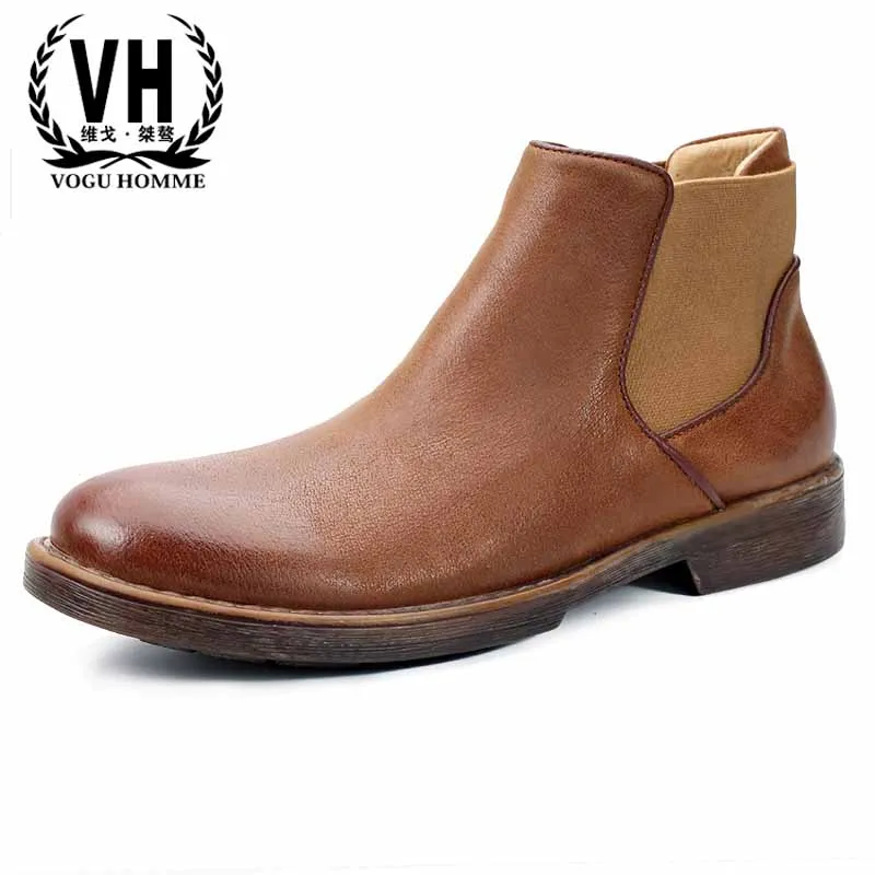 

Men Chelsea Boots British Real Leather men's Martin Boots all-match cowhide breathable army fashion autumn winter army zipper