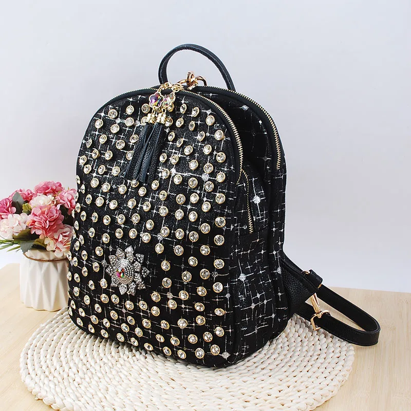 Многослойный женский рюкзак с бриллиантами, стразы, сумка через плечо, роскошные модные студенческие рюкзаки большой вместимости