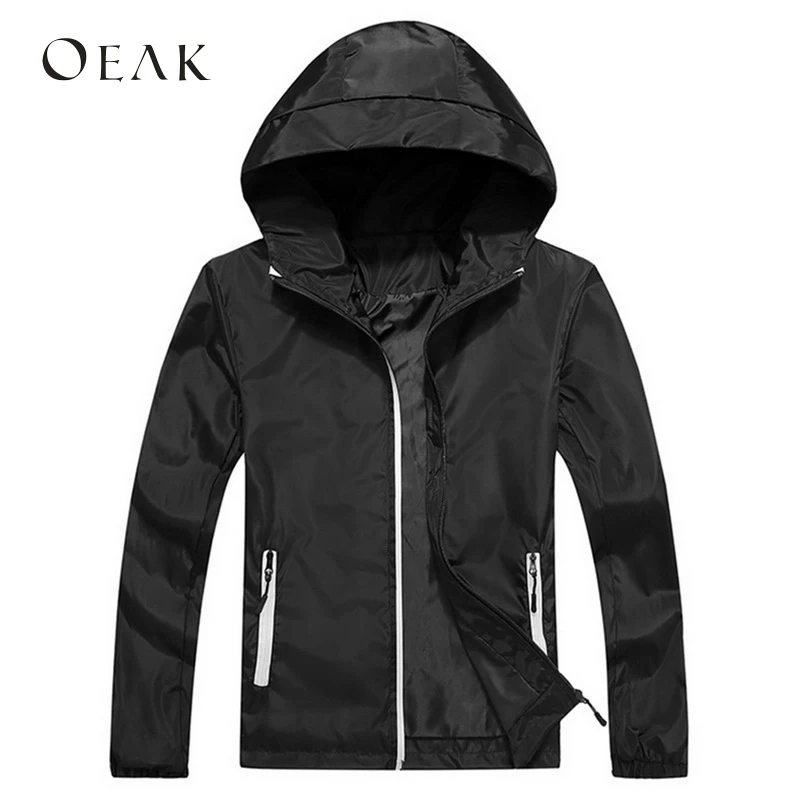 

Oeak Autumn Patchwork Thin Hooded Jackets Men Waterproof Casual Coats Male Outerwear Men's Windbreakers chaqueta hombre