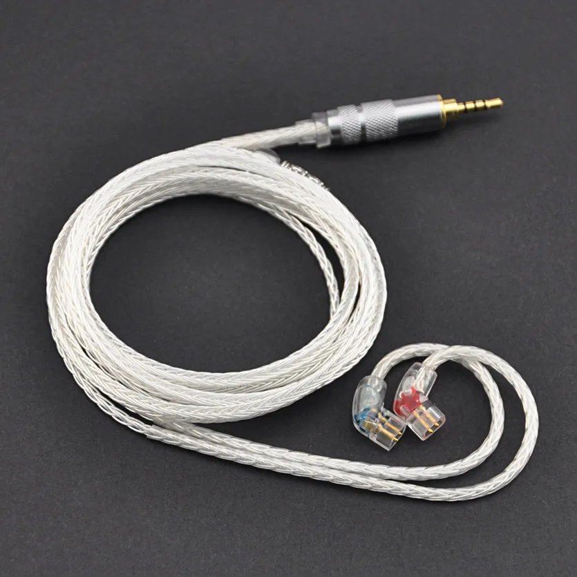 Yinyoo изготовленный на заказ 2,5/3,5 мм 7N посеребренный кабель 16 жильный отсоединяющийся кабель для QDC заказной кабель для наушников чистый серебряный кабель - Цвет: 2.5 silver plug