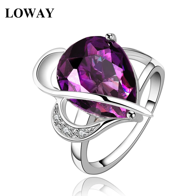 ($1 от за $3) LOWAY fashoin фиолетовый безымянный палец австрийский хрусталь anillos Анель