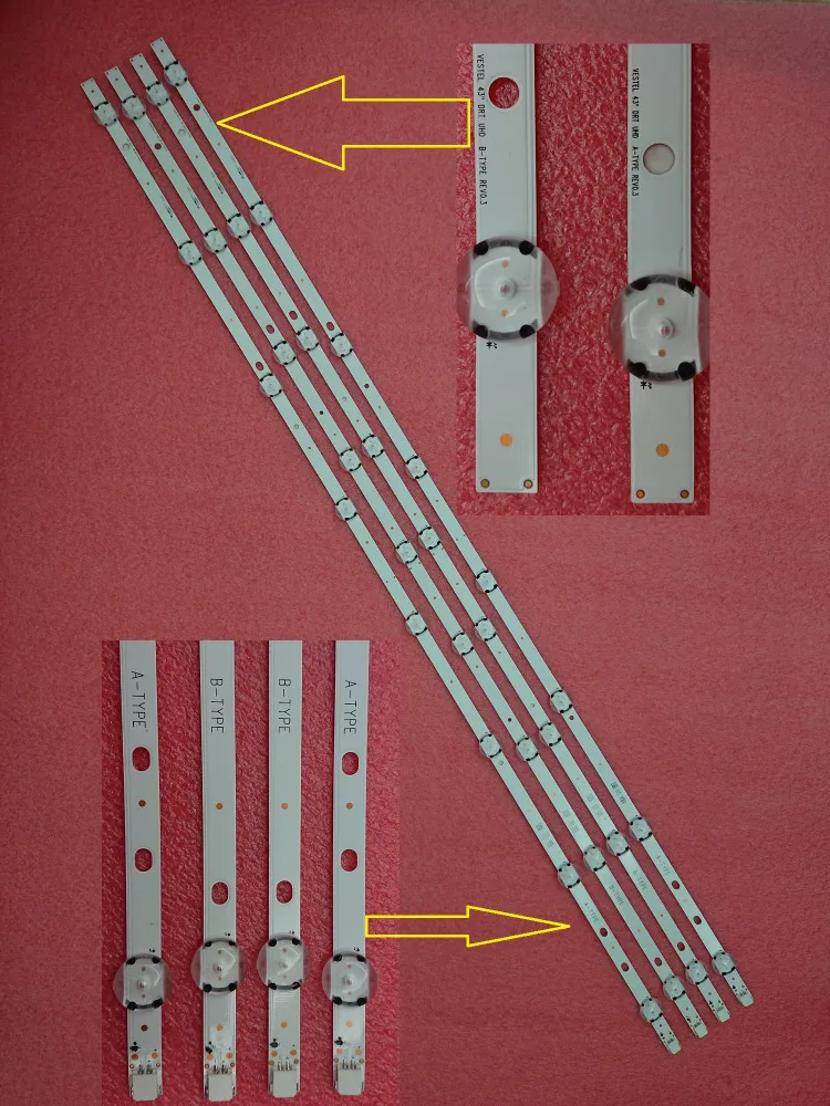 New Kit 4 PCS 820mm LED backlight strip for TOSHIBA 43U6663DB JVC LT-43C862 VESTEL 43" DRT UHD A B-type VES430QNDL-2D-U11 | Лампы и