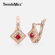 Роскошные женские серьги с красным фианитом из розового золота 585 пробы, популярные вечерние ювелирные изделия на свадьбу, женские серьги, подарки на день святого Валентина для любви GE146