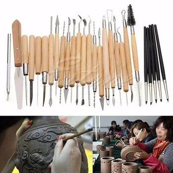 

27 PCS Flexible Silicone Rubber Shapers Clay Sculpting Fimo Modelling Hobby Tools For Brushing,Scraping,Cleaning