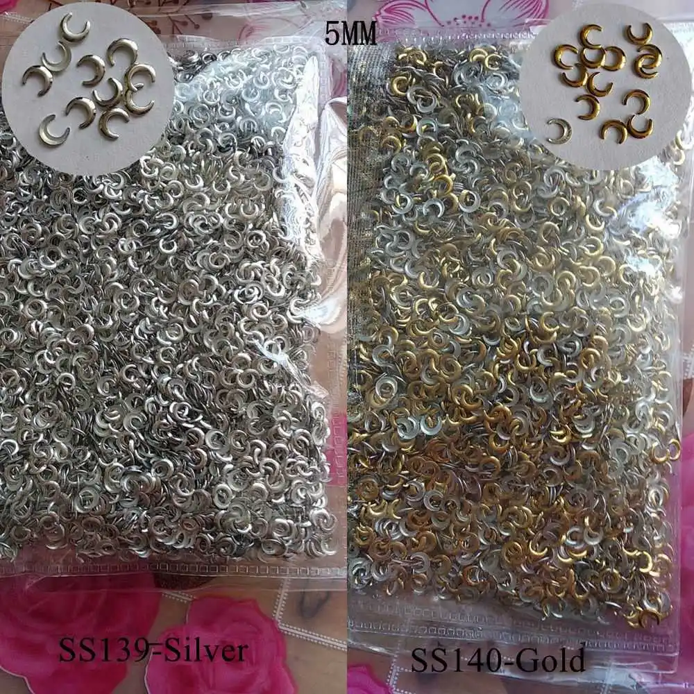 SS139-Silver 1 сумка 3D серебристый/золотой лист оболочка мини-сердце/капля Луна бабочка Крест, оформленный цветами металлический гвоздик в сумке SS81-134 - Цвет: SS139-Silver