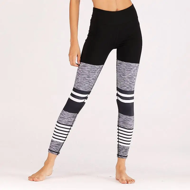 Sexy Striped Yoga Pants Women Patchwork Gym Sport Leggings Fitness