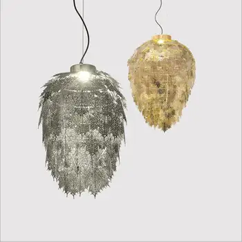 

Creative led gold stainless steel Maple Leaf Shape Pendant Lights lamps Art Nordic project stainless steel leaf hanging lights
