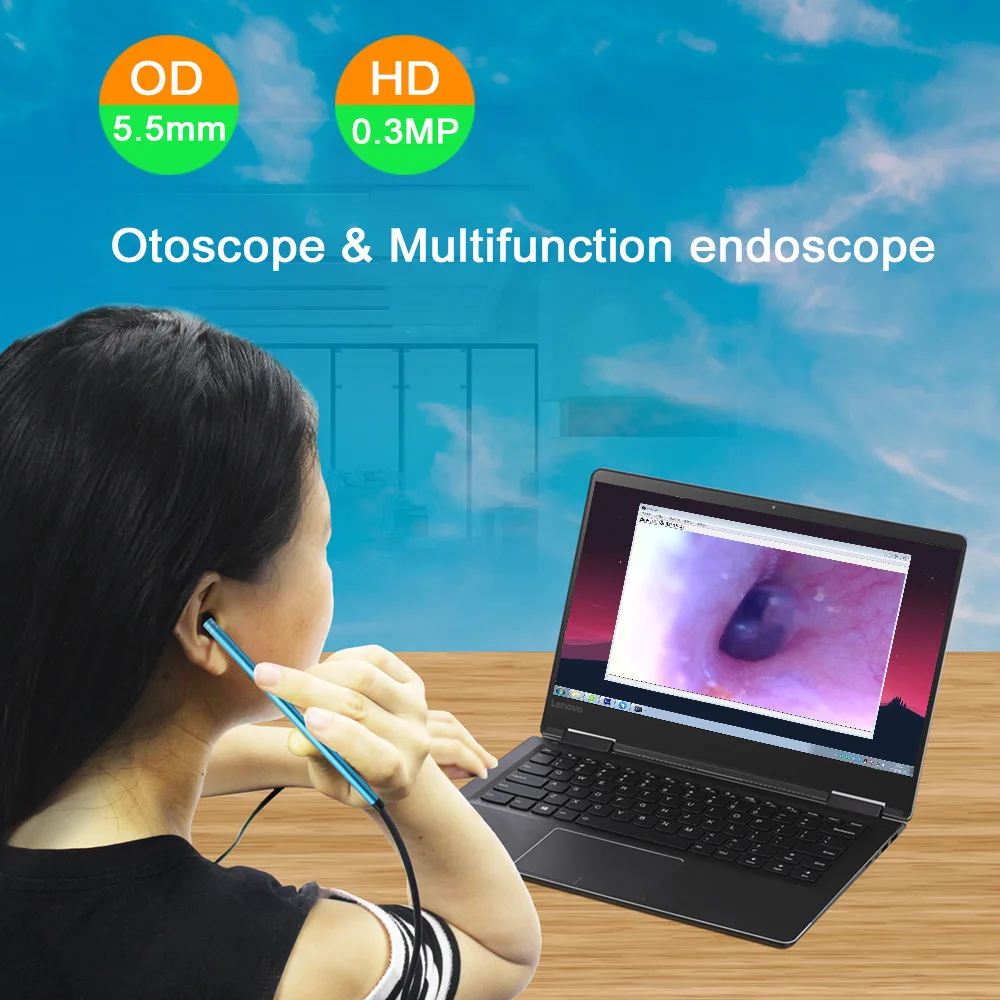 

New Visual Earspoon High Definition Non-Fever Endoscope Blue Ear Cleaning Endoscope