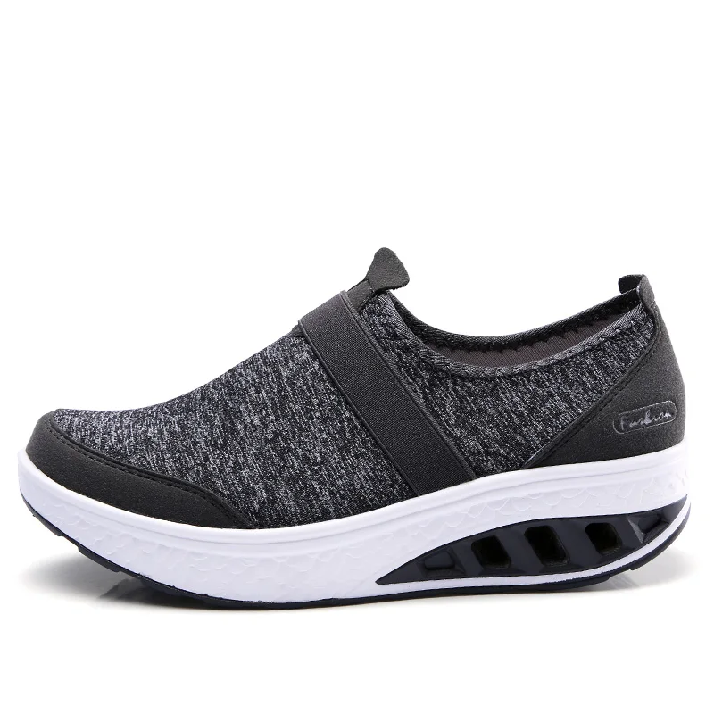 Большие размеры 35-42; коллекция года; женские кроссовки; уличная дышащая Спортивная обувь для бега; Женская облегающая обувь на высоком каблуке для фитнеса - Цвет: Dark grey