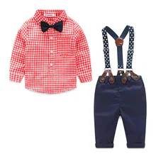 Gentleman Plaid Clothing Suit For Baby Boy