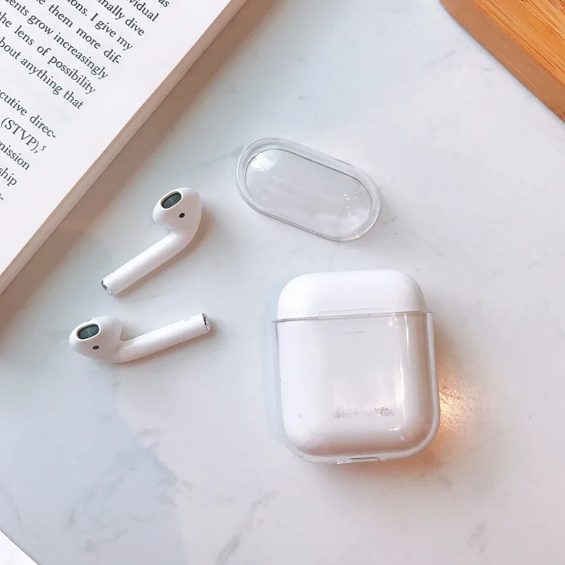 Полный прозрачный мягкий ТПУ чехол для наушников Airpods тонкий прозрачный жесткий PC защитный чехол для наушников для Airpods 2 зарядная коробка