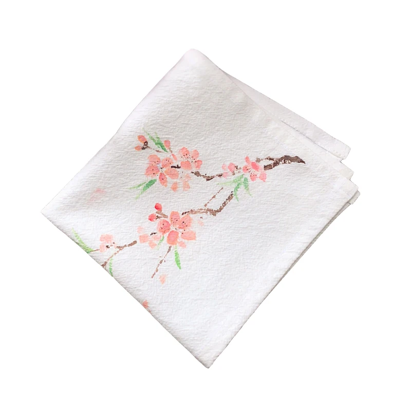  Fashion handkerchief ladies cotton handkerchief antique small pocket square retro portable peach pa