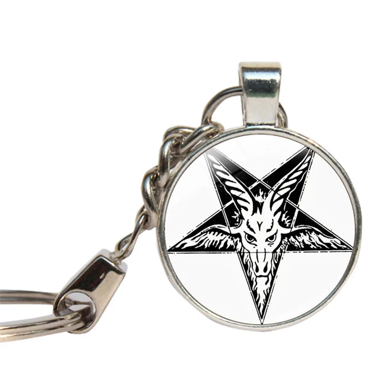 Сатана Коза брелок со стеклянным кабошоном Talmud Baphomet круг религиозный дьявол