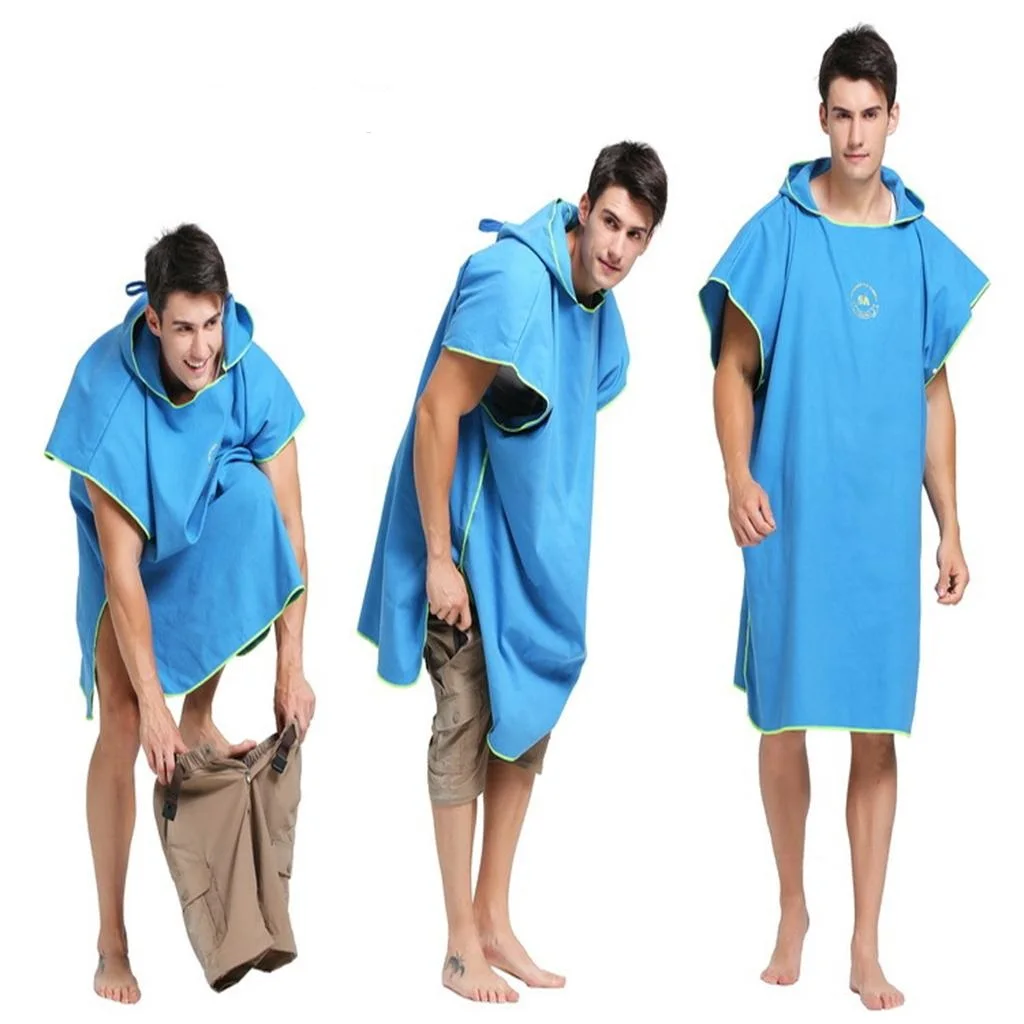 Unisex Mens Womens Surf Beach Swimming Poncho Wetsuit Changing Robe Towel & Hood for Swim Pool Kayak Kite Surf - Choose Colors