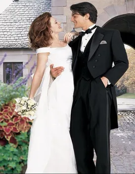 

2017 New Tailcoat Groom Tuxedos Black Notch Lapel Best Man Groomsman Men Prom Form Bridegroom (Jacket+Pants+BowTie+Vest)