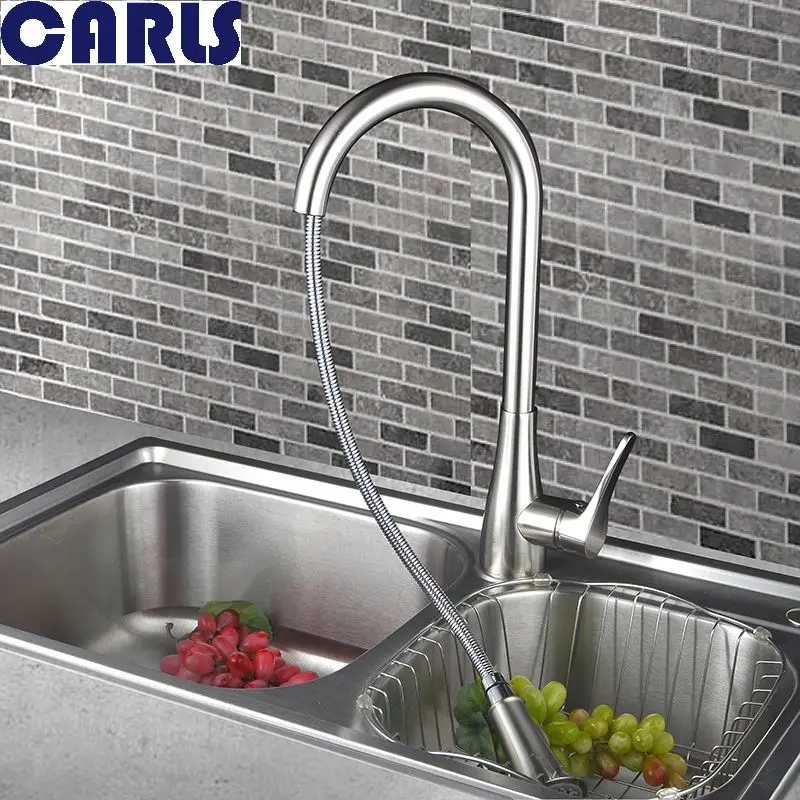 

CARLS Black Oil Rubbed Bronze kitchen faucet, 360 rotating Antique blackened red stone sink tap, cold and hot kitchen mixer tap