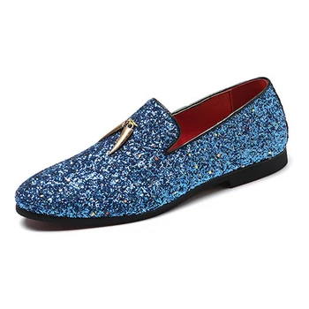 

Elegant Sparkling Wedding Party Shoes for Men 2020 New Arrival Loafers Shoes Plat Slip-On Solid Pattern Shoes Men Fashion