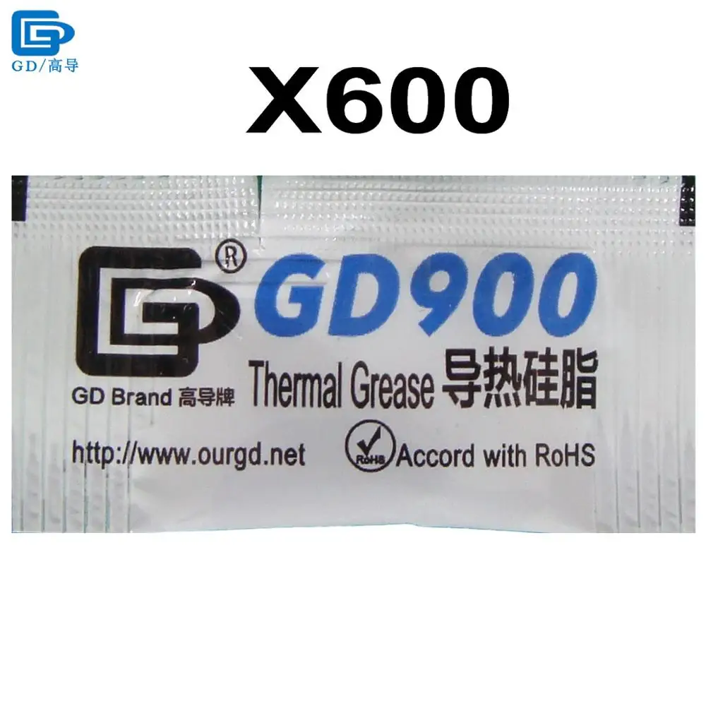 GD900 Thermal Paste Grease Silicone Heat Sink Compound High Performance 600 Pieces Gray Net Weight 0.5 Gram For CPU Cooler MB05 |