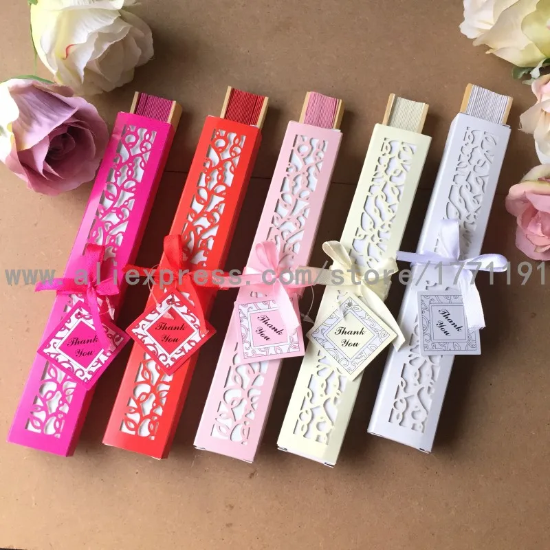 Free shipping 50Sets/Lot bamboo folding paper fan wedding gift hand fan