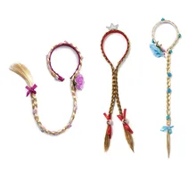 Girls Princess Rapunzel Headband with Floral Braid Child Anna Elsa Cosplay Dress up Accessory Hairband Cinderella Party Supplies pamaba 8 pcs set cinderella rapunzel princess accessories knit belle cosplay princess jewelry party supplies earrings necklaces