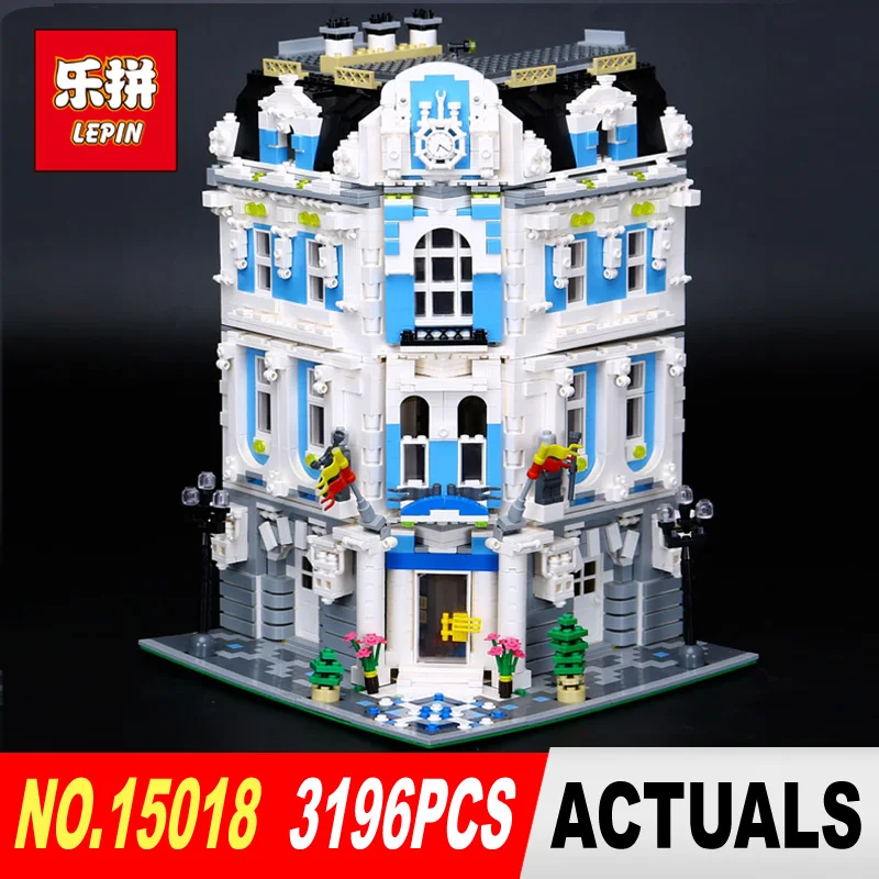 

New Lepin 3196Pcs 15018 MOC City Series The Sunshine Hotel Set Building Blocks Bricks Educational Toys DIY Children Day's Gift