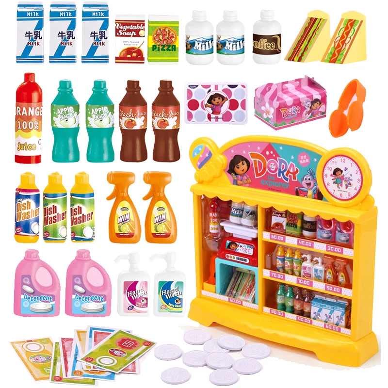 Juego de máquinas expendedoras Dora Fun 2570 p imitación supermercado registradora juguetes se escanear Tarjeta de deslizamiento para vender simulación jugar|Juguetes de comestibles|