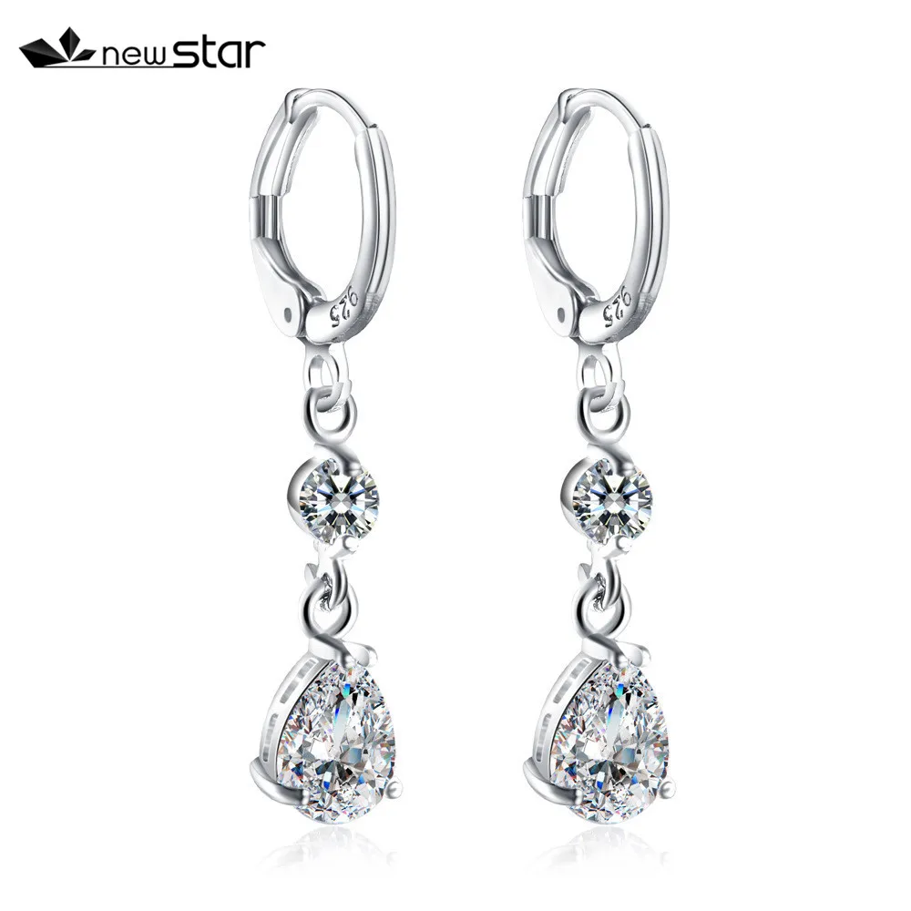 

Drop Crystal Earrings Hanging Zircon Earrings Silver/Gold/Rose Gold Metallic Statement Earrings for Women Female Bride