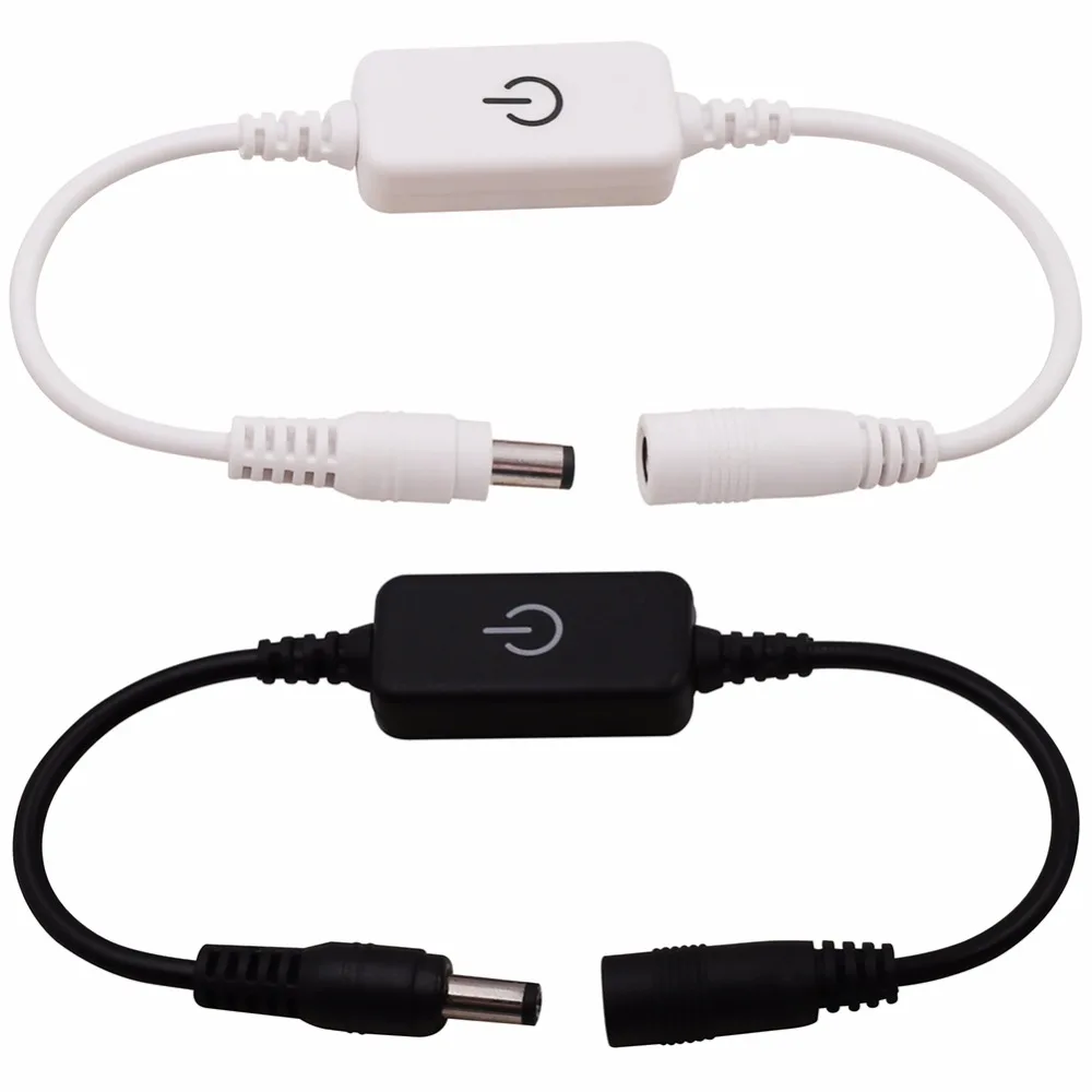 

iTouch LED Dimmer Touch Switch with DC Female & Male Plug For Single Color LED Strip Lamp DC 12V/24V In Line Style Black/White