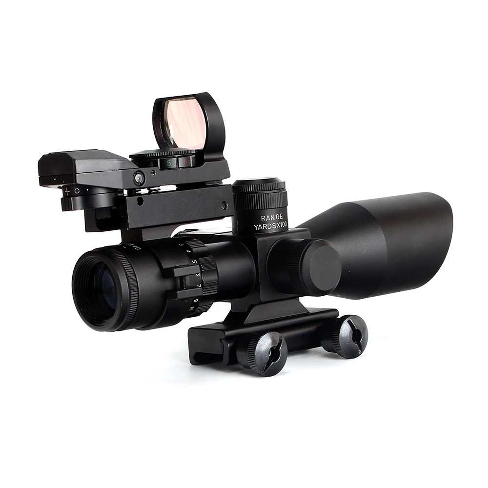 ohhunt 2.5-10X40 Rifle Scope Red Green Illuminated Rangefinder Reticle Holographic 4 Reticle Sight Red Laser Combo Riflescopes (7)