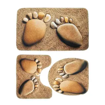

3pcs/set New Bathroom Set Carpet Water Absorbent Non-Slip Pedestal Rug Lid Toilet Cover Bath Mat Dropship