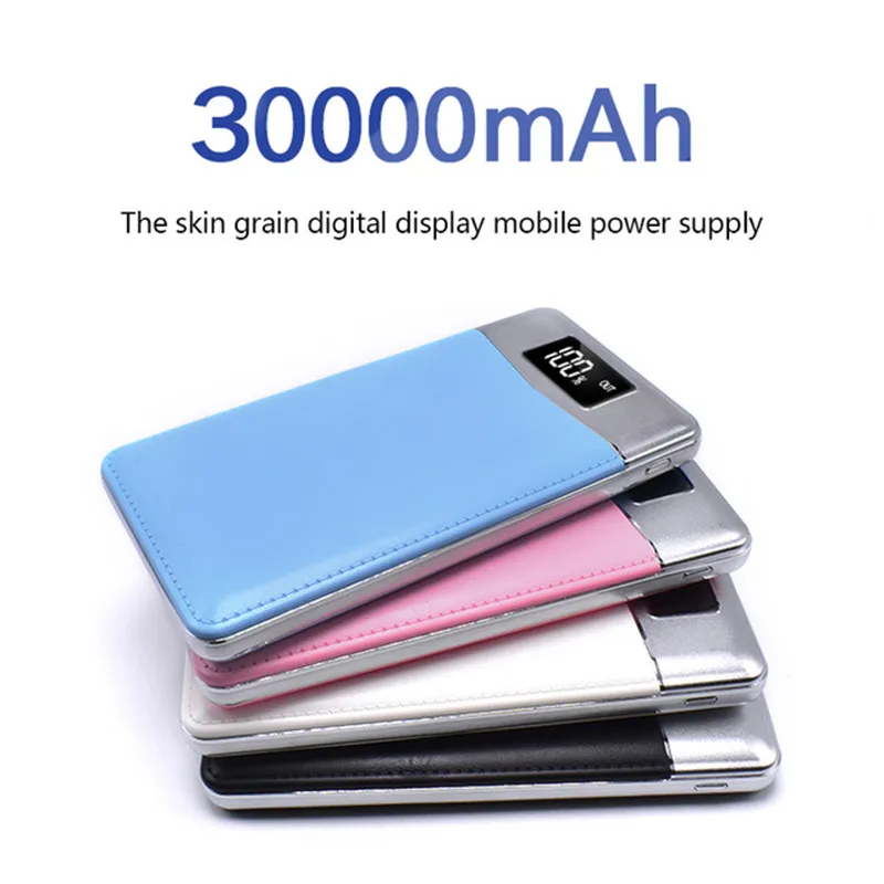 Quick Charge Мощность Bank 30000 mAh 2 USB ЖК дисплей Портативный внешний Батарея мобильного