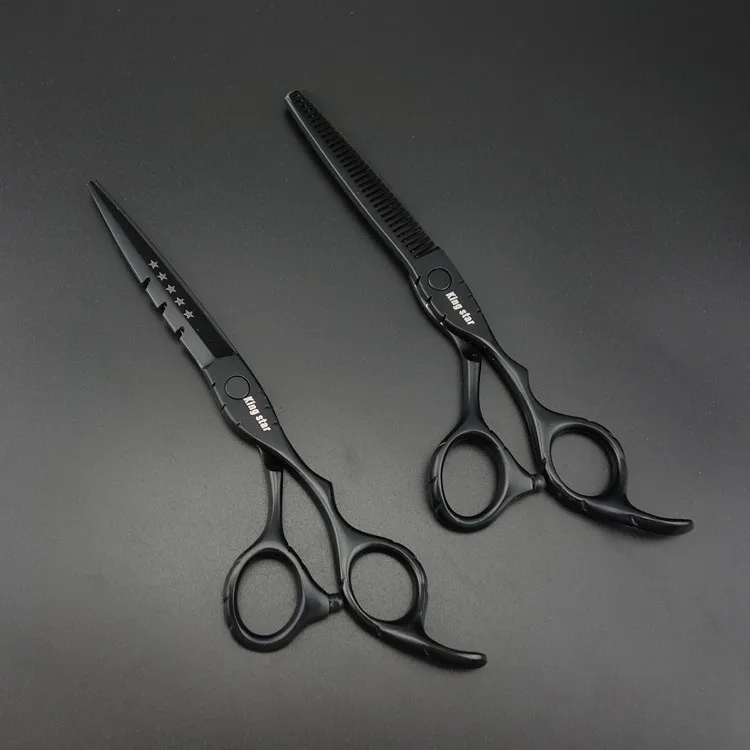 6 дюймов профессиональные ножницы набор, черные прямые и истончение ножницы комплект высокого качества для парикмахеров, S378