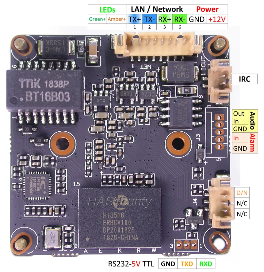 H.265 / H.264 IPC (1080P) 1/2.7 &quotSmartSens SC2235 CMOS датчик изображения + Hi3516E CCTV IP камера Модуль платы