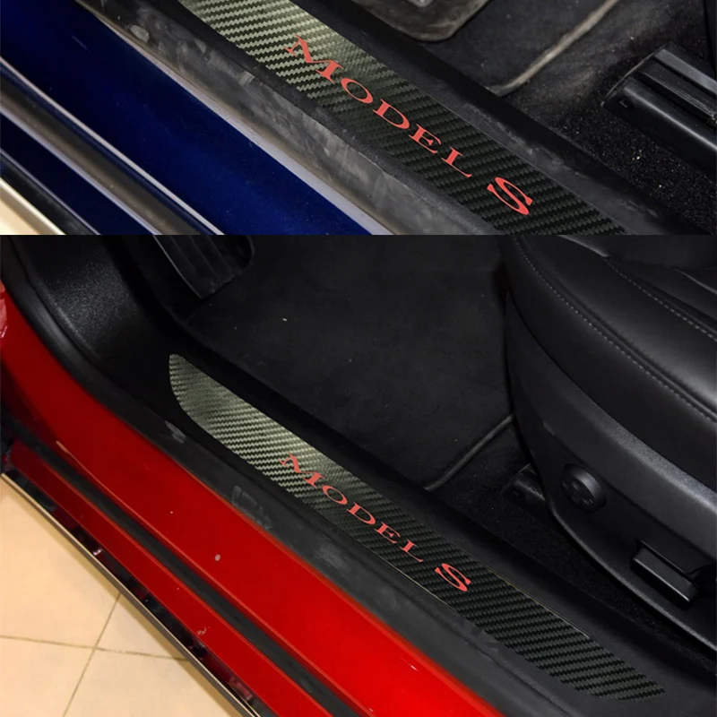 2 шт./компл. карбоновое волокно стиль автомобильный передний порог Добро пожаловать педаль наклейка крышка протектор Стайлинг автомобильные аксессуары для Tesla модель S