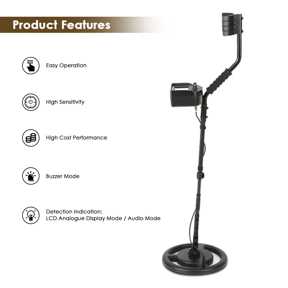 

100-240V Underground Metal Detector gold Digger tester for mining Treasure Hunter Scanner Scanning Tool + Earphone Buzzer