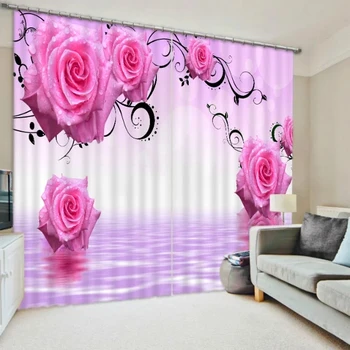 

Flowers Print Luxury Modern 3D Blackout Curtains for Bedding room Living room Hotel Office Drape Cortinas Tapestry Home Decor