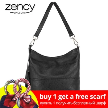 

Zency 100% Genuine Leather Fashion Women Shoulder Bag With Tassel Holiday Messenger Crossbody Purse Classic Style Tote Handbag