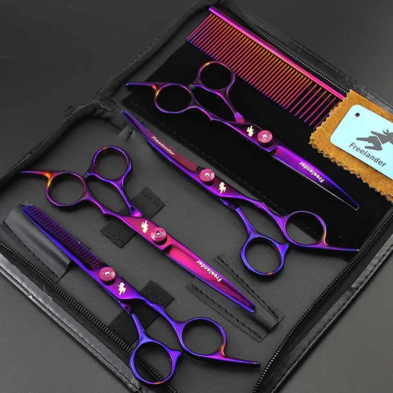 Goedkoop 6 inch Professionele Haar Snijden Schaar Kappers Grooming Schaar Snijden Dunner Gebogen Schaar Kit Kapper Salon Gereedschappen