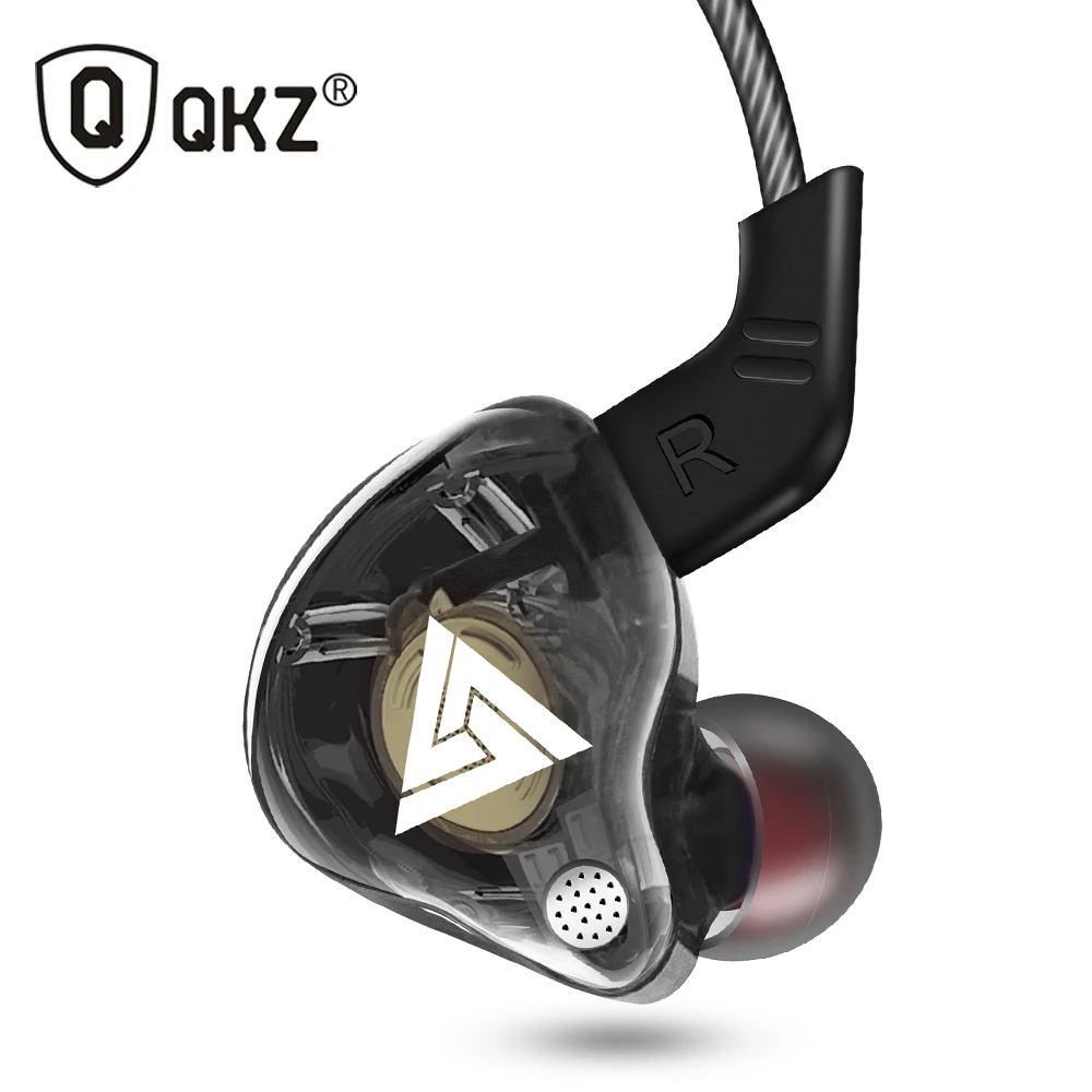 QKZ AK6 ATES ATE ATR HD9 медный драйвер HiFi спортивные наушники в ухо наушники для бега с микрофоном гарнитура музыкальные наушники - Цвет: Bk with mic