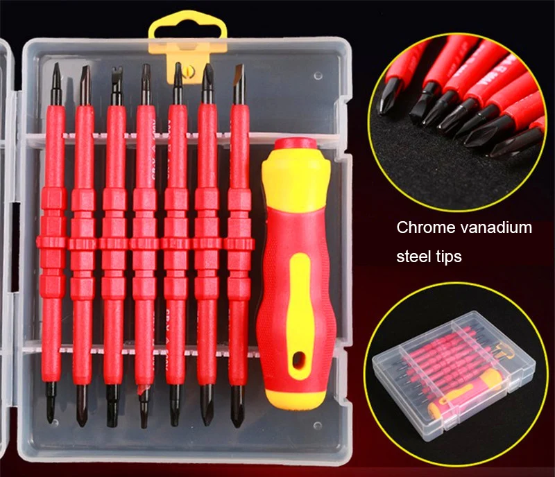 Mainpoint High Quality 8PCS VDE Electricians Screwdriver Set Tool Electrical Fully Insulated