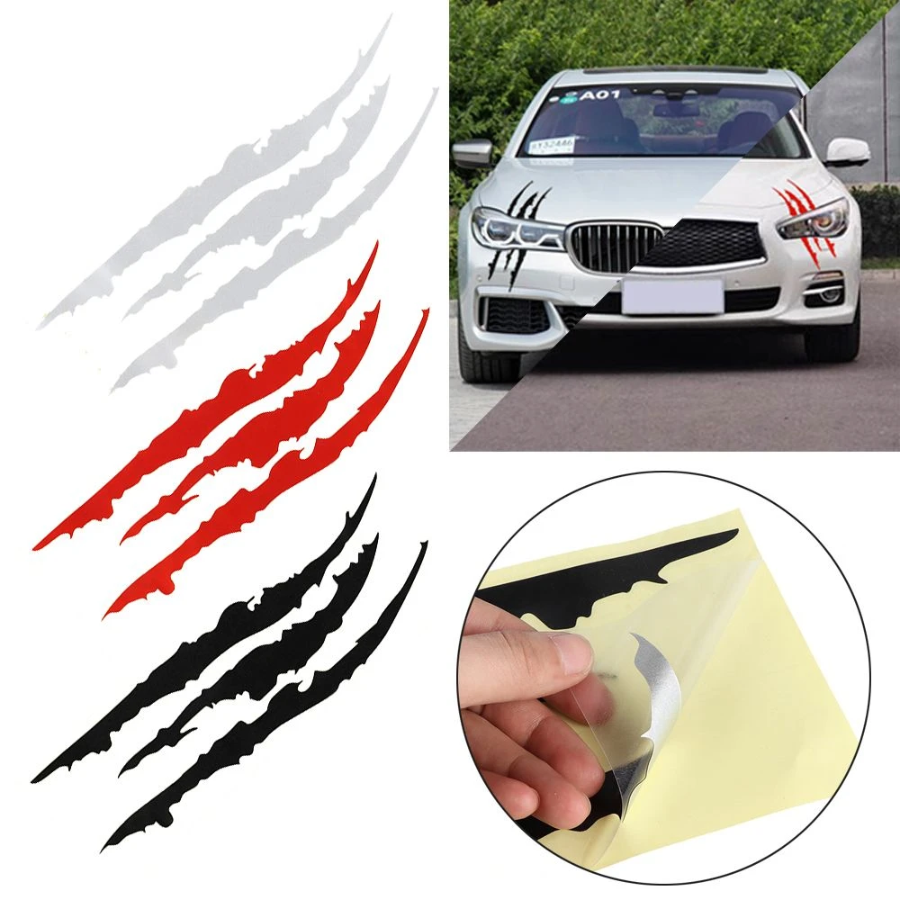40cm 12cm Car Reflective Monster Sticker Black White Red Scratch Stripe Claw Marks Car Auto Headlight Vinyl Decal Car Styling Car Stickers Aliexpress
