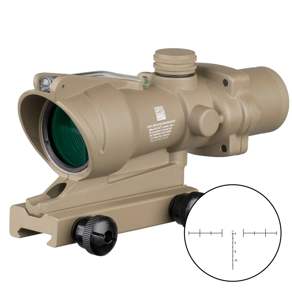 Trijicon ACOG 4X32 Scope Fiber Optics Red Dot Adjustable Illuminated Chevron Glass Etched Reticle Tactical Hunting Sight - Цвет: SGChevron