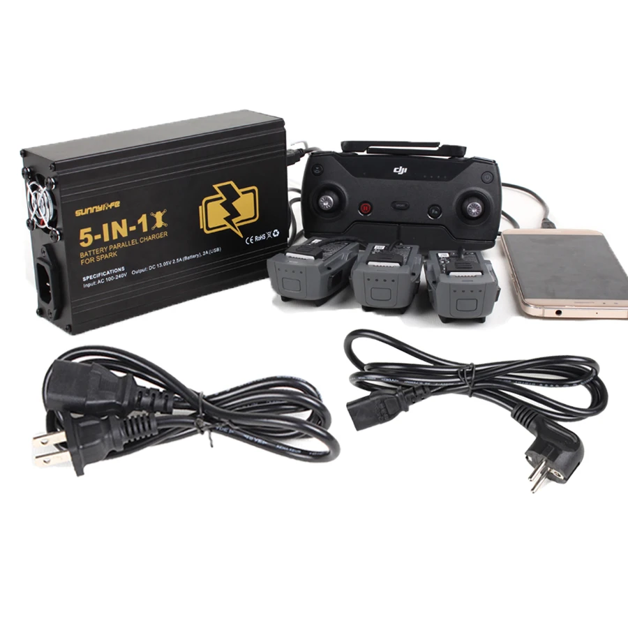 5in1 Drone Flight Battery Charger Remote & Battery Charging Part for DJI Spark Mavic Pro (US EU