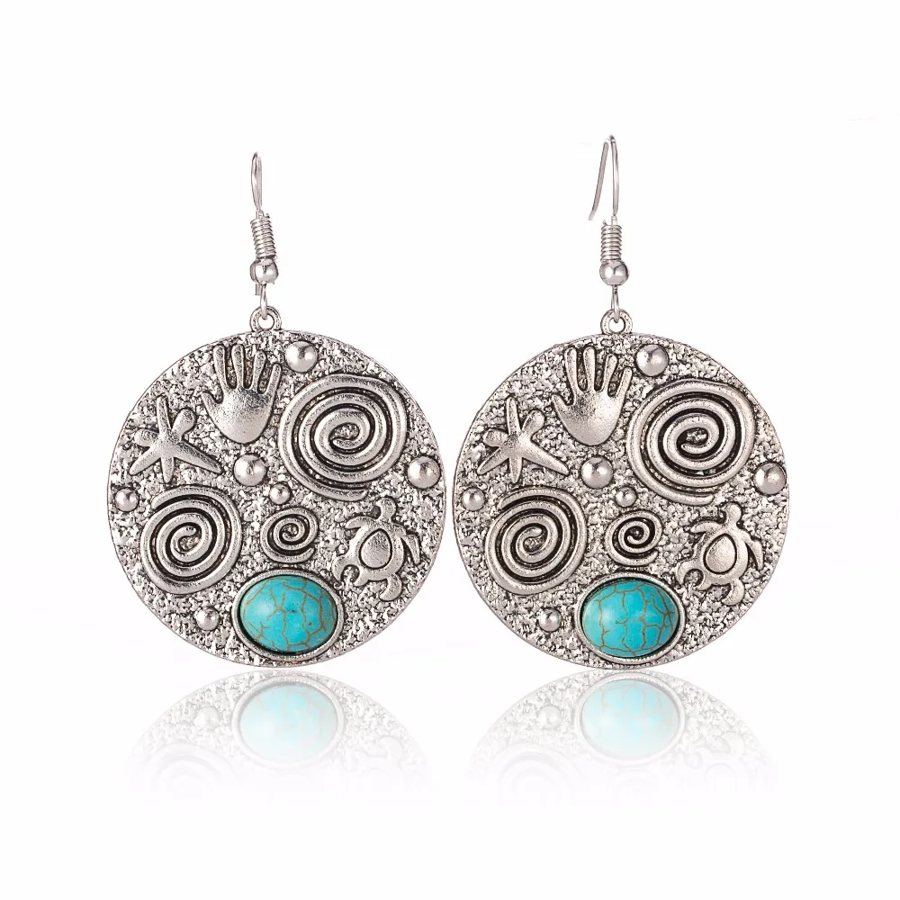 

Fashion Creative Marine element style earrings for women Boho vintage ethnic big large round earring party Charm jewelry 2019