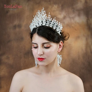 

YouLaPan White Light Tube Bridal Tiara Wedding Hair Crown Bridal Wedding Hair Jewelry Wedding Hair Accessories Bride Crown HP193