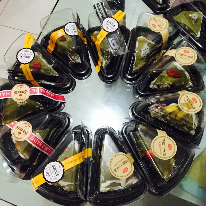 

50pcs Cake box plastic 8/6 inch Triangle cake box Cake shaped boxes Plastic cookie containers Takeaway boxes
